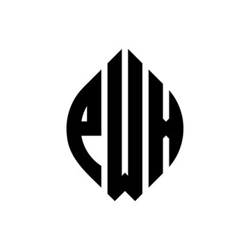 PWX circle letter logo design with circle and ellipse shape. PWX ellipse letters with typographic style. The three initials form a circle logo. PWX circle emblem abstract monogram letter mark vector.