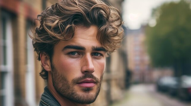 Effortless and natural men's messy hairstyle with textured waves and a light tousle, creating a laid-back and stylish look suitable for any occasion.