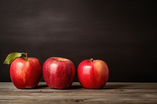 Minimal Style Apples on Rustic Wooden Background AI Generated