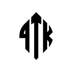 QTK circle letter logo design with circle and ellipse shape. QTK ellipse letters with typographic style. The three initials form a circle logo. QTK circle emblem abstract monogram letter mark vector.