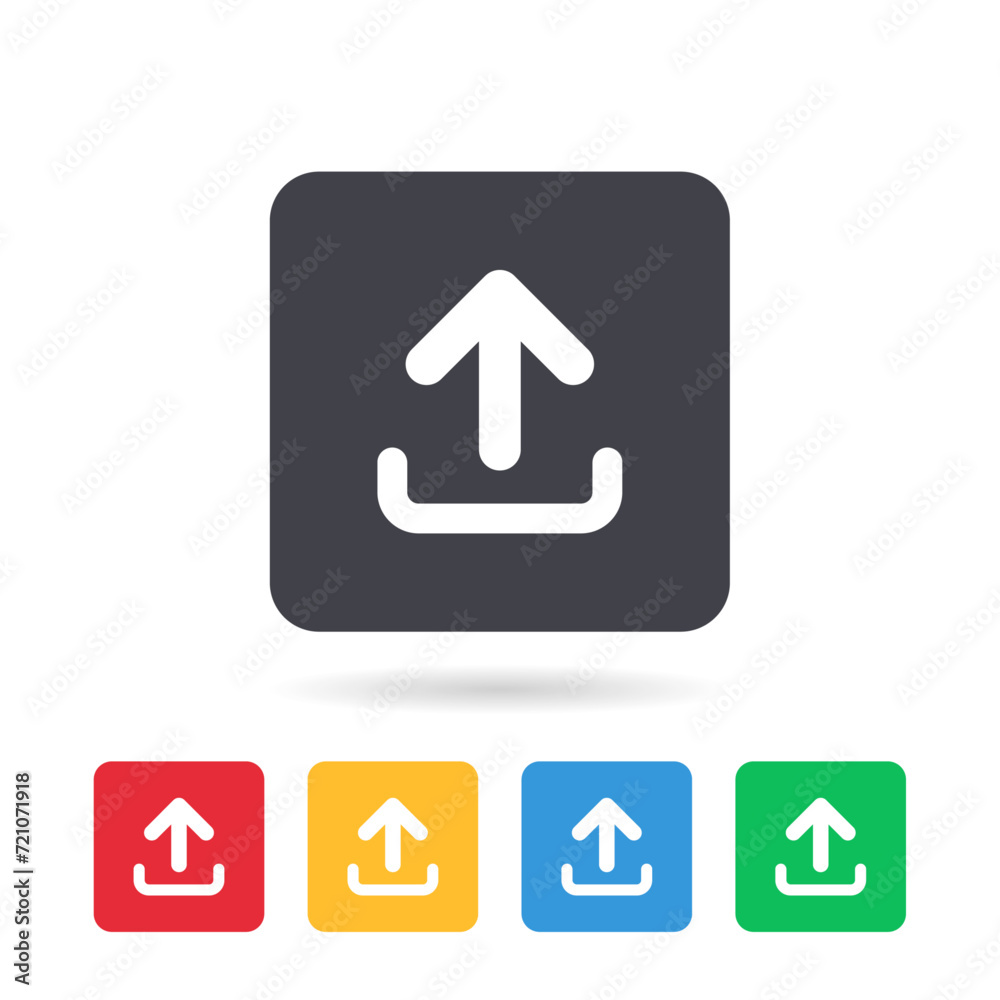 Poster upload icon. upload button. load data symbol. vector illustration