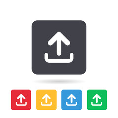 Upload icon. Upload button. Load data symbol. Vector illustration