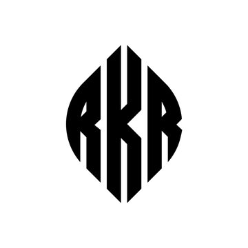 RKR circle letter logo design with circle and ellipse shape. RKR ellipse letters with typographic style. The three initials form a circle logo. RKR circle emblem abstract monogram letter mark vector.