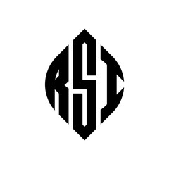 RSI circle letter logo design with circle and ellipse shape. RSI ellipse letters with typographic style. The three initials form a circle logo. RSI circle emblem abstract monogram letter mark vector.