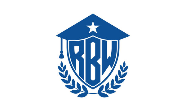 RBW three letter iconic academic logo design vector template. monogram, abstract, school, college, university, graduation cap symbol logo, shield, model, institute, educational, coaching canter, tech