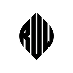 Fotobehang RUW circle letter logo design with circle and ellipse shape. RUW ellipse letters with typographic style. The three initials form a circle logo. RUW circle emblem abstract monogram letter mark vector. © mamun25g