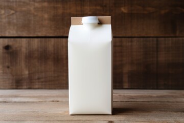 Minimal Style Milk in Carton Box on Rustic Background AI Generated