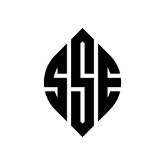 SSE circle letter logo design with circle and ellipse shape. SSE ellipse letters with typographic style. The three initials form a circle logo. SSE circle emblem abstract monogram letter mark vector.