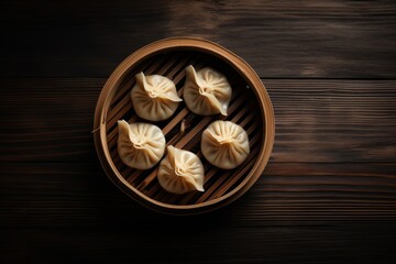 Fototapeta na wymiar Delicious Steamed Dumpling in Minimal Style on Rustic Background AI Generated
