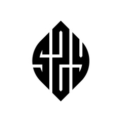 Obraz premium SZY circle letter logo design with circle and ellipse shape. SZY ellipse letters with typographic style. The three initials form a circle logo. SZY circle emblem abstract monogram letter mark vector.