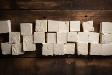 Minimal Style Tofu on Rustic Wooden Background AI Generated