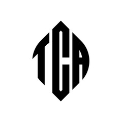 TCA circle letter logo design with circle and ellipse shape. TCA ellipse letters with typographic style. The three initials form a circle logo. TCA circle emblem abstract monogram letter mark vector.