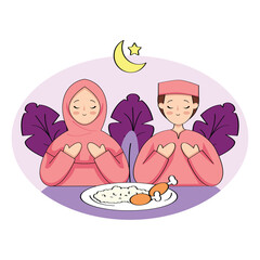 Vector illustration of breaking the fast in the month of Ramadan