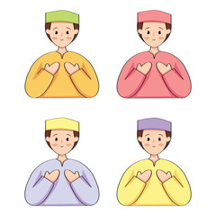 Muslim man character avatar praying