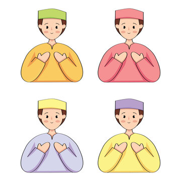 Muslim man character avatar praying