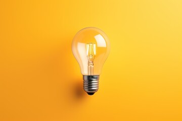 One Floating Light Bulb on Coloured Background AI Generated