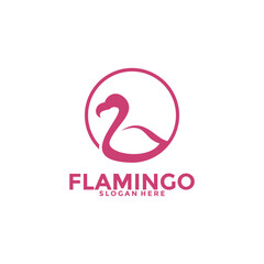 Flamingo bird logo concept, Elegant Flamingo Line Art Logo vector template