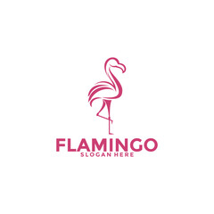 Flamingo bird logo concept, Elegant Flamingo Line Art Logo vector template