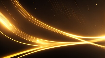 Fototapeta na wymiar Abstract golden lines on a black background Glowing lines in the dark