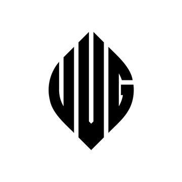UVG circle letter logo design with circle and ellipse shape. UVG ellipse letters with typographic style. The three initials form a circle logo. UVG circle emblem abstract monogram letter mark vector.