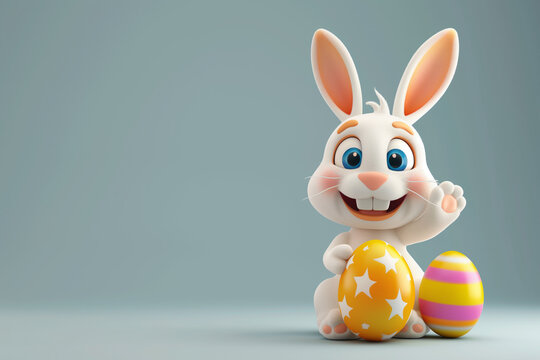 easter bunny and egg with copy space