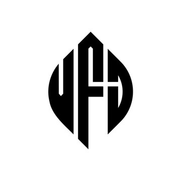 VFJ circle letter logo design with circle and ellipse shape. VFJ ellipse letters with typographic style. The three initials form a circle logo. VFJ circle emblem abstract monogram letter mark vector.