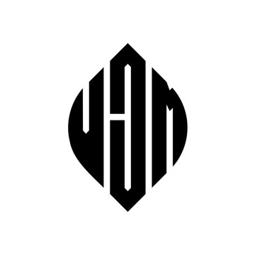 VJM circle letter logo design with circle and ellipse shape. VJM ellipse letters with typographic style. The three initials form a circle logo. VJM circle emblem abstract monogram letter mark vector.