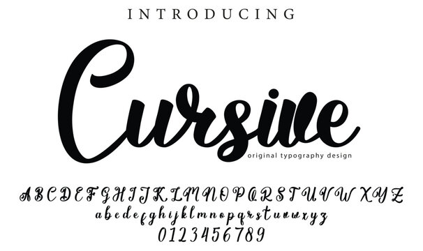 Cursive. Handdrawn calligraphic vector font for hand drawn messages. Modern gentle calligraphy
