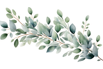 Eucalyptus Leaves Border Watercolor Illustration for Wedding Invitations and Stationery Design