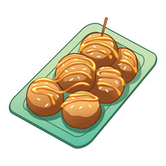 Takoyaki Japanese Food Vector Cartoon Illustration