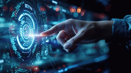 A person's hand holding a virtual interface, bridging the digital and physical worlds, Ai Generated