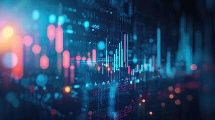 Fototapeta premium Digital financial chart graphs provide a perspective on stock market growth, business investing, and data concept, Ai Generated