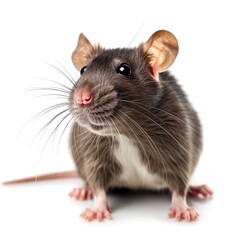An image of a rat, distinct and clear against a white backdrop, Ai Generated