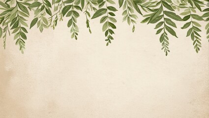 Elegant aesthetic green leaves background. Copy space for text.  - obrazy, fototapety, plakaty