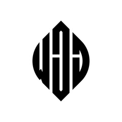WJJ circle letter logo design with circle and ellipse shape. WJJ ellipse letters with typographic style. The three initials form a circle logo. WJJ circle emblem abstract monogram letter mark vector.