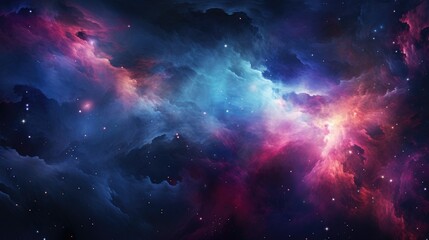 Abstract Space Nebula Enriched with Cosmic Elements - obrazy, fototapety, plakaty