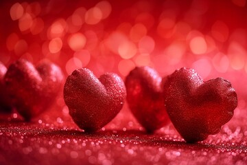 Valentine Hearts on Abstract Background. generative ai.