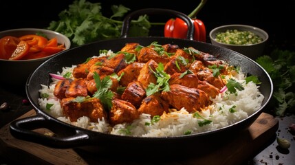 Chicken Tikka Masala with Basmati Rice. Best For Banner, Flyer, and Poster