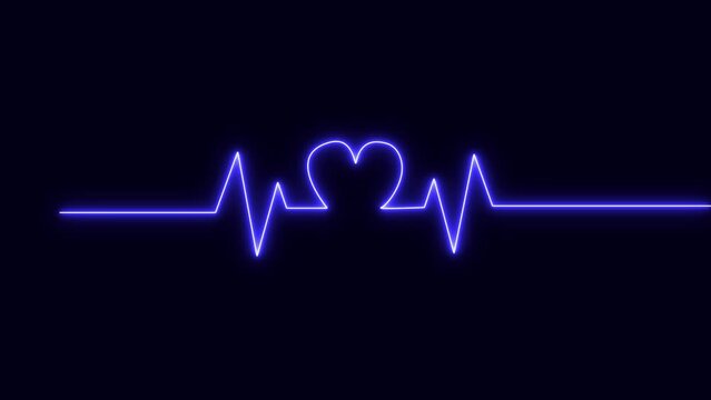 Digital Heartbeat Plus Animation, Glowing heart beat animation. animation of an ecg ekg display. Heart Rate Monitor Electrocardiogram Ekg Or Ecg Looping background. 
