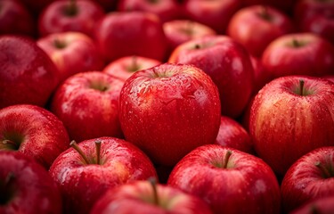 many fresh red organic apples that have just been freshly harvested. many fresh organic apple background