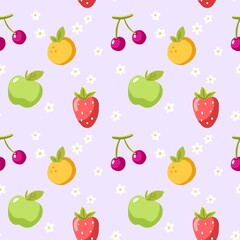 seamless pattern with fruits lilac