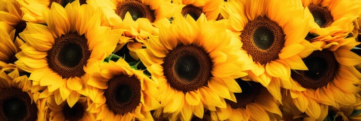 colorful background of yellow sunflowers