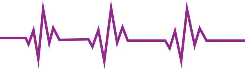 Purple heartbeat pulse line is isolated on a white background. ECG, EKG, Cardiac