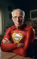 Portrait of elderly super hero.