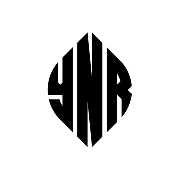 YNR circle letter logo design with circle and ellipse shape. YNR ellipse letters with typographic style. The three initials form a circle logo. YNR circle emblem abstract monogram letter mark vector.