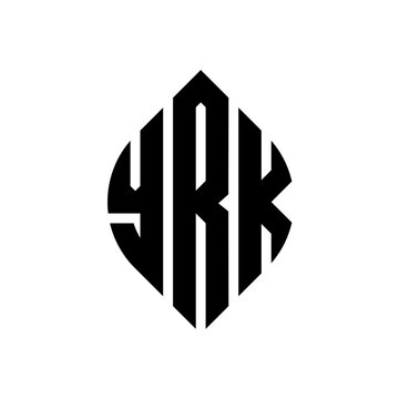 YRK circle letter logo design with circle and ellipse shape. YRK ellipse letters with typographic style. The three initials form a circle logo. YRK circle emblem abstract monogram letter mark vector.