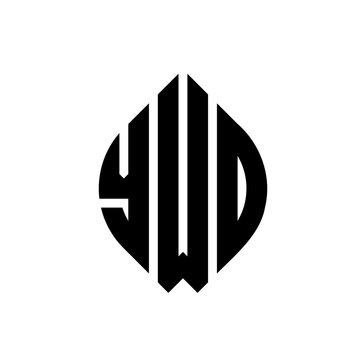 YWD circle letter logo design with circle and ellipse shape. YWD ellipse letters with typographic style. The three initials form a circle logo. YWD circle emblem abstract monogram letter mark vector.