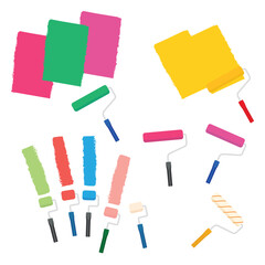 Set of paint rollers color illustration flat vector. Work tool. DIY tool.