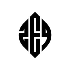 Obraz premium ZEQ circle letter logo design with circle and ellipse shape. ZEQ ellipse letters with typographic style. The three initials form a circle logo. ZEQ circle emblem abstract monogram letter mark vector.