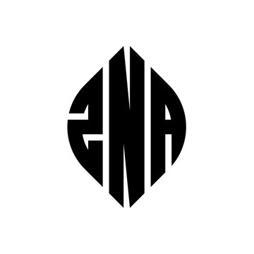 ZNA circle letter logo design with circle and ellipse shape. ZNA ellipse letters with typographic style. The three initials form a circle logo. ZNA circle emblem abstract monogram letter mark vector.